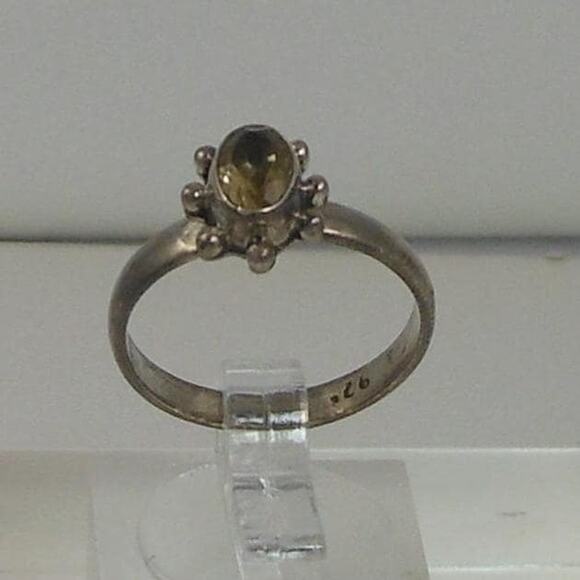 Handcrafted Gemstone Sterling Silver Ring - Vintage Bali Style - Size 6 - 2.1g - - Picture 1 of 7